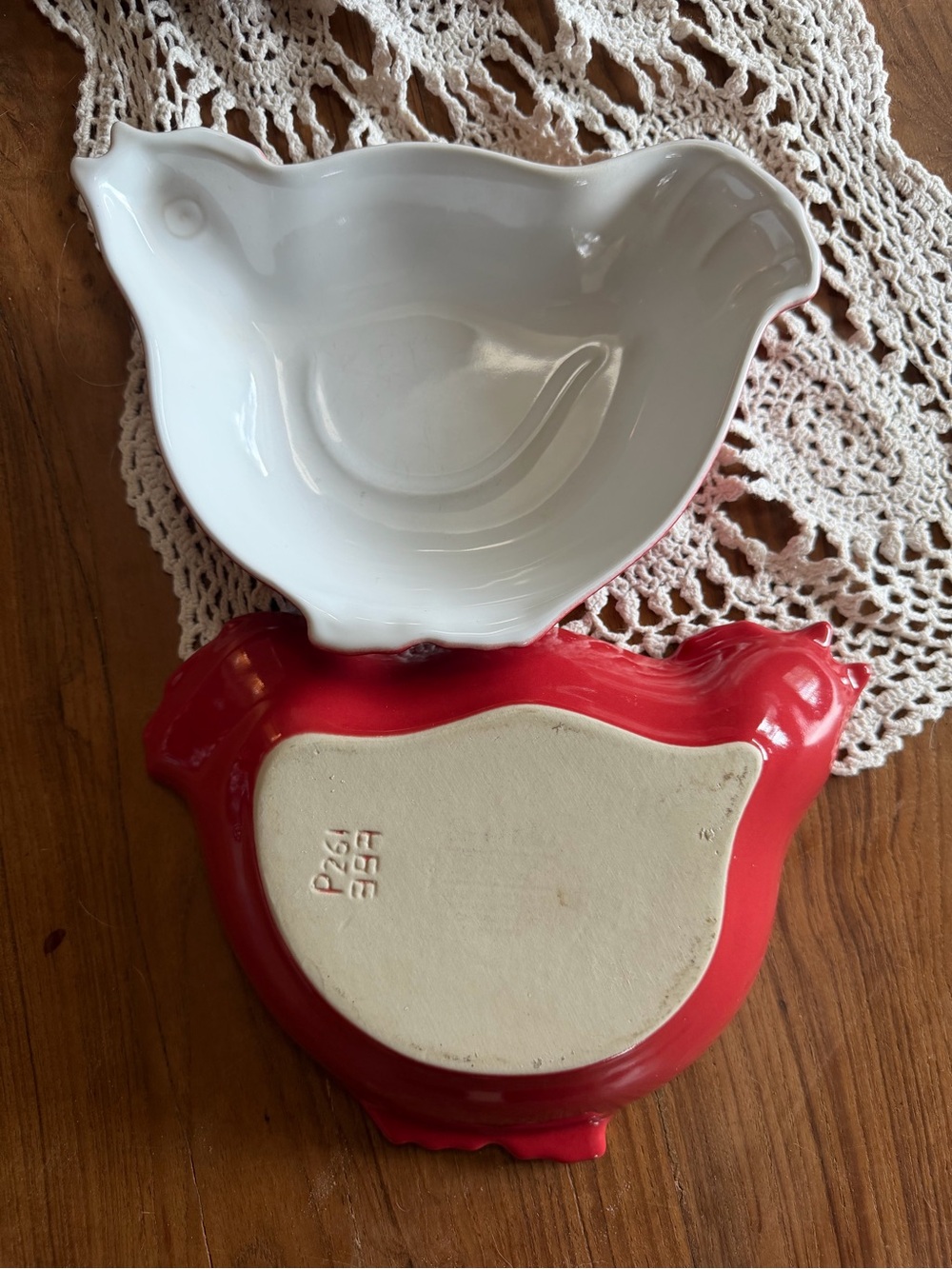 Sur La Table Red White Ceramic Chicken Baking Dishes Made in Portugal P261 358